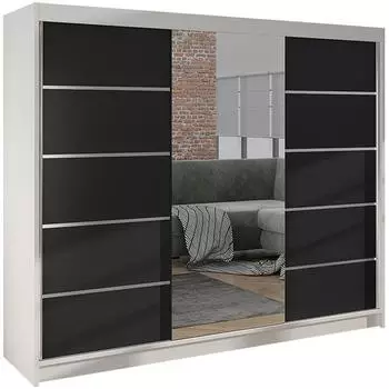 Mirjan24 Derby VI Schiebetürenschrank 200x215x58cm, 9 Fächer, mit Spiegel