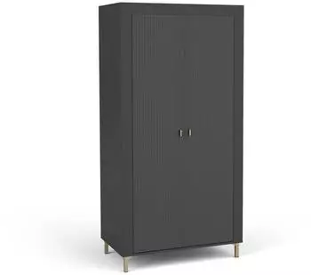 Beautysofa Monta Dreht&uuml;renschrank 2 T&uuml;ren, schwarz, 97x194x56cm