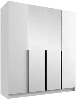 Mirjan24 Santi II 4-t&uuml;riger Kleiderschrank mit Spiegel, wei&szlig;/schwarz (Elegante M24)