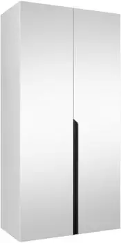 Mirjan24 Mila III Kleiderschrank mit Spiegel, 2 Dreht&uuml;ren, wei&szlig;/schwarz (100x202x52cm)