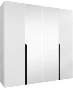 Mirjan24 Mila II 200 Kleiderschrank 4 Dreht&uuml;ren, Spiegel, wei&szlig;/schwarz (Mila II 200)