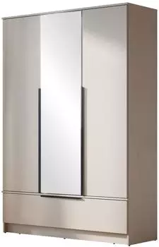 Mirjan24 Spirit 3D Dreht&uuml;renschrank 3-t&uuml;rig mit Spiegel, cashmerebeige (135x193x51cm)