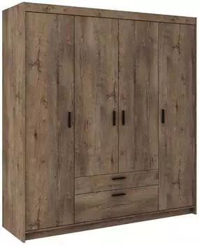 Beautysofa Elena 4D Dreht&uuml;renschrank 4-t&uuml;rig mit 2 Schubladen, Eiche Lefkas (Elena 4D)