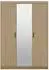 Beautysofa Elena 3D Drehtürenschrank mit Spiegel, 3-türig, Eiche geölt, 130x190x53cm