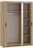 Beautysofa Elena 3D Drehtürenschrank mit Spiegel, 3-türig, Eiche geölt, 130x190x53cm