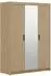 Beautysofa Elena 3D Drehtürenschrank mit Spiegel, 3-türig, Eiche geölt, 130x190x53cm