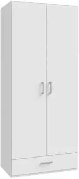 Forte ECONOBOX Kleiderschrank 2 Dreht&uuml;ren, 1 Schublade, wei&szlig;, 88,9cm (ECBS923-120)