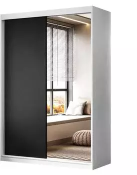 Lookway Camaro II Schiebet&uuml;renschrank mit Spiegel 150cm wei&szlig;/schwarz (800001752318)