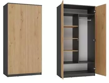 OEM SD-90 Kleiderschrank 2-t&uuml;rig, 90cm, Anthrazit/Artisan Eiche (SD-90 ANT/ART KPL)