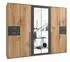 luma-home Drehtürenschrank 273x210x58cm, Eiche/Grafit, 2 Spiegeltüren, Passepartout (22576)