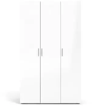 ebuy24 Petra Kleiderschrank 3 T&uuml;ren, Eiche/wei&szlig; hochglanz, 118x201x50cm (07-70530akuu)