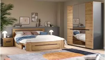 Inn.Furn Cooper Schlafzimmer-Set 4-teilig, Eiche Artisan/grau (GE70172-11)