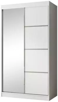 Beautysofa PACO Schwebetürenschrank 2-türig mit Spiegel, weiß, 120x215x61cm (800000705292)