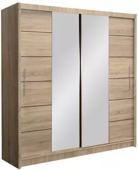 Masseno KAYLE Schwebet&uuml;renschrank 2-t&uuml;rig mit Spiegel, Sonoma Eiche, 203x215x61cm