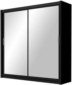 Masseno NAMI Schwebet&uuml;renschrank 2-t&uuml;rig mit Spiegel, schwarz, 120x215x61cm