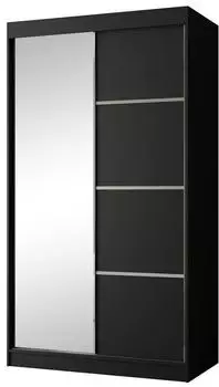 Beautysofa PACO Schwebet&uuml;renschrank 2-t&uuml;rig mit Spiegel, schwarz, 120x215x61cm (800000705290)