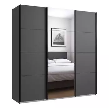 luma-home Schwebet&uuml;renschrank 3-t&uuml;rig 180x208x64cm Grafit, 1 Spiegelt&uuml;r (22512)