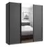 luma-home Schwebetürenschrank 3-türig 180x208x64cm Grafit, 1 Spiegeltür (22512)