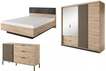 Feldmann-Wohnen Tally Schlafzimmer-Set 5-teilig, Artisan Eiche anthrazit