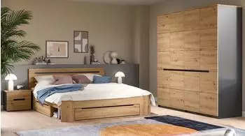 Inn.Furn Cooper Schlafzimmer-Set 4-teilig, Eiche Artisan/Basalt Grau (GE70172-10)