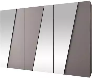 Mirjan24 Zen 3L Drehtürenschrank mit Spiegel, Kaschmir/Schwarz, 300cm