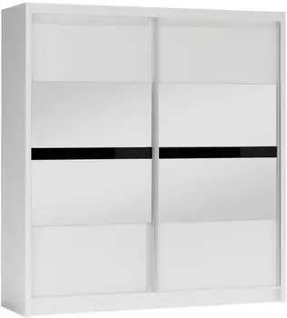 Masseno Rakan Schwebetürenschrank 2-türig mit Spiegel, 203x215x61cm, weiß