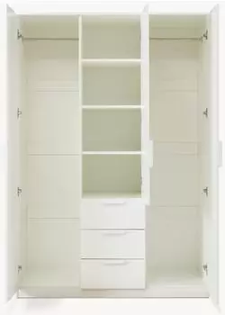 en.casa Eiselfing Kleiderschrank 3 T&uuml;ren, 3 Schubladen, 176x120x52cm, wei&szlig;