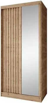 Beautysofa Donatello Schwebetürenschrank mit Spiegel, Eiche Artisan, 100cm