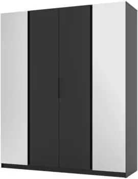 Masseno Cagliari Drehtürenschrank 4-türig mit Spiegel, schwarz, 200x239x61,9cm (800000909208)