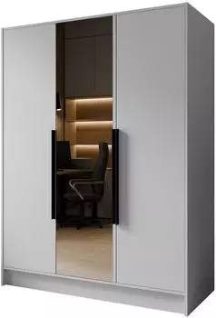 Masseno Renvo Drehtürenschrank 3-türig mit Spiegel, weiß, 150x200x51cm (800001865216)