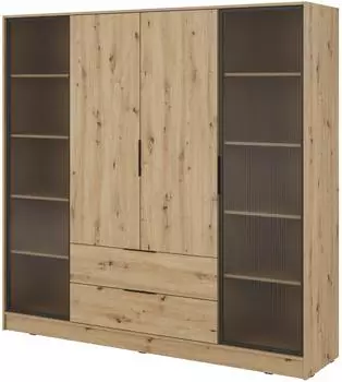 Masseno Caterina Drehtürenschrank 4-türig, Eiche Artisan, 206x200x51cm (800000909658)