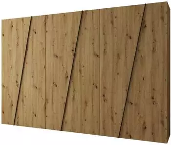 Mirjan24 Zen Dreht&uuml;renschrank 6-t&uuml;rig, Eiche Artisan/Schwarz, 300x202x50cm