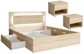 Feldmann-Wohnen Fino Schlafzimmer-Set 3-tlg. 180x200cm, Sonoma Eiche (800000765187)
