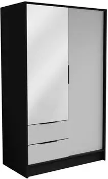 Masseno CAVA Dreht&uuml;renschrank 2-t&uuml;rig mit Spiegel, schwarz, 102x200x51cm (800001865248)