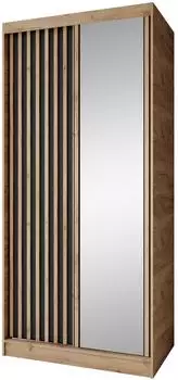 Beautysofa Donatello Schwebet&uuml;renschrank mit Spiegel, Eiche Artisan/schwarz, 100x205x60cm (800001618226)