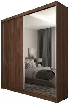 Masseno Patrizia Schwebet&uuml;renschrank 2-t&uuml;rig mit Spiegel, nussbaumfarben, 200x216x61cm (800001865400)
