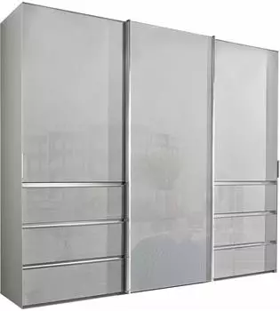 Wiemann Malibu Schwebet&uuml;renschrank wei&szlig;/Wei&szlig;glas mit Schubladen, 250x236x67cm