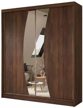 Masseno Voce Schwebet&uuml;renschrank 2-t&uuml;rig mit Spiegel, Nussbaum, 200x216x61cm (800001865211)