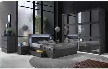 Lomado TORTONA-166 Schlafzimmer-Set 5-teilig, Bett 160x200cm, Portland Esche (LA166-TORTONA-166-SET7)