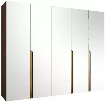 Mirjan24 Mila III 250 Drehtürenschrank 5-türig mit Spiegel, nuss/gold (800001816803)