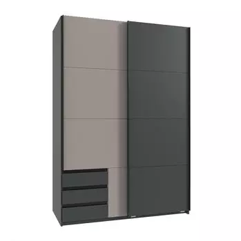 luma-home Schwebetürenschrank 2-türig 135x198x65cm Grafit/Sandgrau (22666)