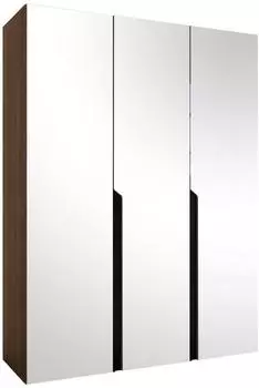 Mirjan24 Mila III 150 Drehtürenschrank 3-türig mit Spiegel, Nuss Warmia/Schwarz (800001816825)