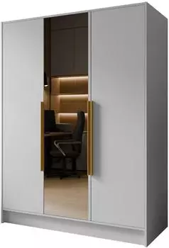 Masseno Renvo Dreht&uuml;renschrank 3-t&uuml;rig mit Spiegel, wei&szlig;, 150x200x51cm (800001865202)