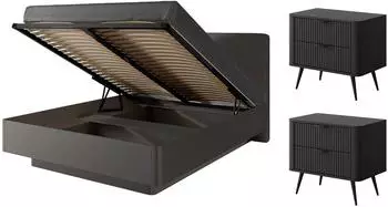 Feldmann-Wohnen Lante Schlafzimmer-Set 160x200cm schwarz, 4 Schubladen (800000771874)