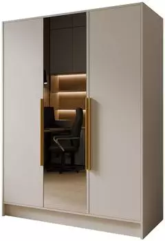 Masseno Renvo Dreht&uuml;renschrank 3-t&uuml;rig mit Spiegel, Kaschmir, 150x200x51cm (800001865190)
