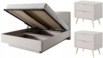 Feldmann-Wohnen Lante Schlafzimmer-Set 160x200cm beige, 3-teilig (800000771881)
