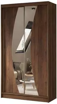 Masseno Voce Schwebet&uuml;renschrank 2-t&uuml;rig mit Spiegel, nussbaum, 120x216x61cm (800001865214)