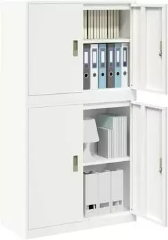 vidaXL Aktenschrank 2er-Set Stahl wei&szlig; 90x40x160cm (3438716)