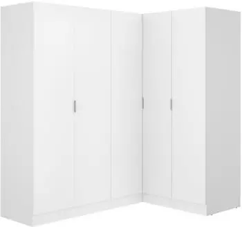 Kauf-Unique LISTOWEL Eckkleiderschrank 5 T&uuml;ren, 7 F&auml;cher, wei&szlig;, 173cm