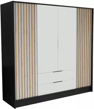 Masseno Pelor Dreht&uuml;renschrank 4-t&uuml;rig, schwarz, 200x200x51cm (800001865255)